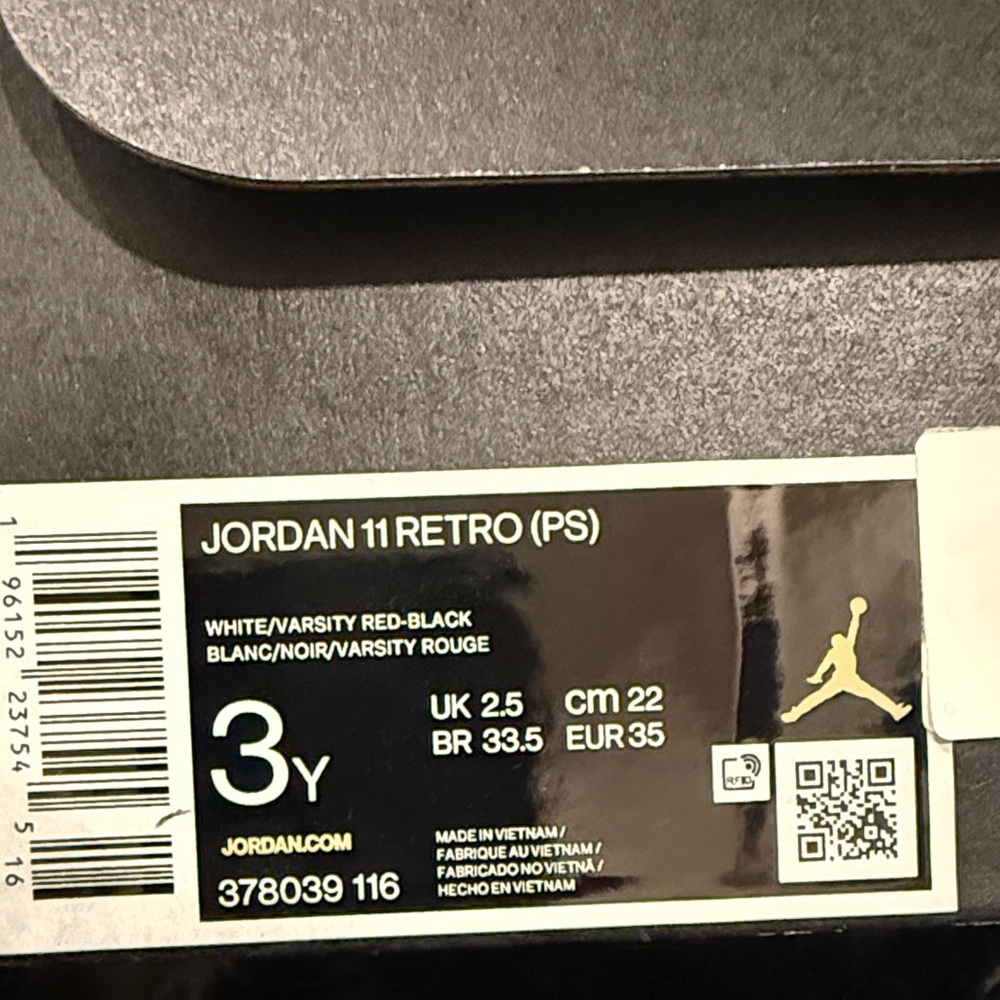 Jordan 11 Retro PS White Red Black Shoes